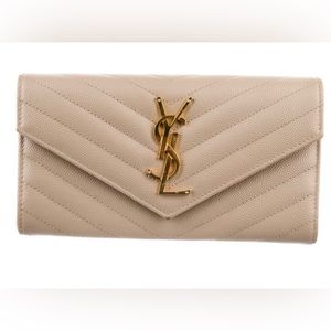 Saint Laurent YSL ivory/ beige Continental Wallet